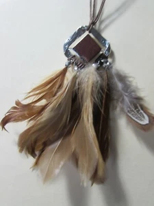 NEW/tag CLAIREs unworn 36" brown cord necklace w/4" feather fob $16.99 tag - Picture 1 of 8
