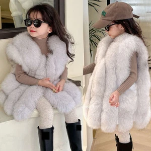 Kids Girls Winter Cute Fox Fur Vests Jacket Windproof Warm Coats Outerwear - Picture 1 of 20