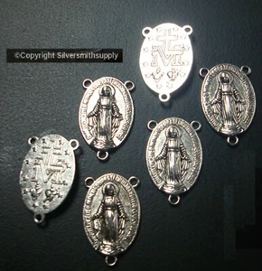 6 centros de mesa Rosario Virgen Madre María Milagrosa 22 mm plata plt zinc CFP155 - Imagen 1 de 4