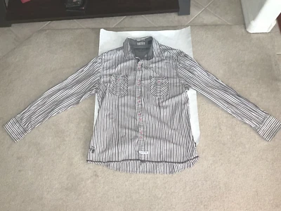 John Lennon X English Laundry Mens Gray Striped Shirt Size XXL Peace Button - Image 1 of 4
