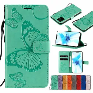 3D Leather Butterfly Wallet Phone Case For iPhone 11 12 14 Pro Max X XR 8 7 6 SE - Picture 1 of 55