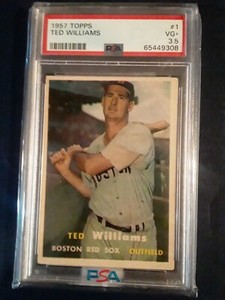 1957 Ted Williams Topps Baseball Card #1 Graded PSA 3.5 Very Good+ (VG+)