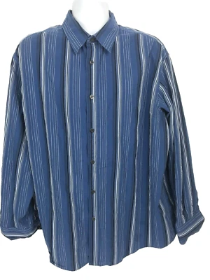 Camisa informal de vestir de manga larga para hombre Claiborne AZUL negra a rayas talla XXL Foto 1 de 4