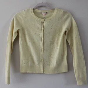 NWT Bonpoint Girl's Cashmere Light Yellow Button Front Cardigan Sweater Heart 12 - Picture 1 of 7