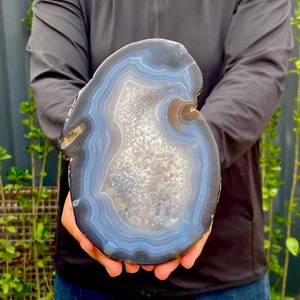 1.1LB Natural Beautiful Agate Geode Druzy Slice ExtraLarge Gemstonev - Picture 1 of 12