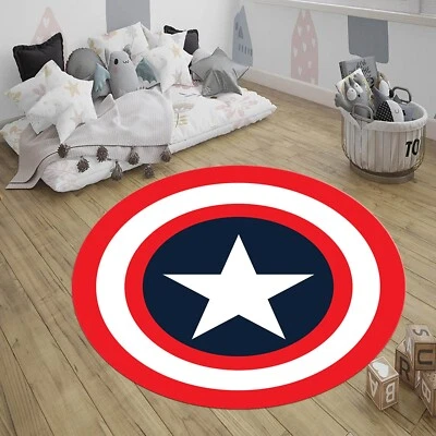 Captain America Shield Rug, Superhero Round Carpet, Kids Room Decor Mat - Image 1 of 4