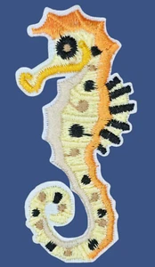 ORANGE SEAHORSE SPOTS MARINE SEA ANIMAL OCEAN ADVENTURE IRON ON PATCH - Picture 1 of 3