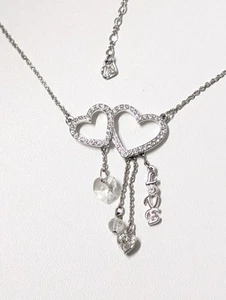 Swarovski Interlocking Hearts LOVE Crystal Necklace w/ Charms - Picture 1 of 21