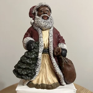 Vtg 1989 African American Black Santa Claus Ceramic Figurine Hand Painted 6" - Picture 1 of 18