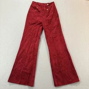 Vintage 70er Glockenboden rot Samt Hose 27x29 Schlag Hippie Beeline Moden - Bild 1 von 19