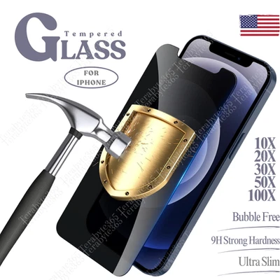 Lote Protector Pantalla Cristal Templado Privacidad Para iPhone 16 15 14 12 11 13 Pro Max Foto 1 de 4