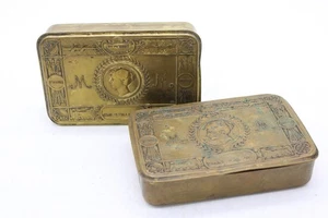 F x2 ANtique WWI, 1914, Princess Mary Christmas Tins, Slightly Worn, No Contents - Picture 1 of 11