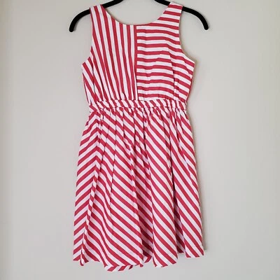 Zara Girls Red and White Striped Sleeveless Open Back Twist Dress Sz 11-12  - Image 1 of 4