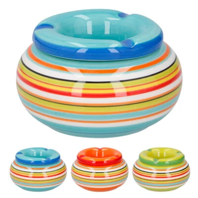 Aschenbecher Keramik mit Deckel Außen Gastro groß bunt Windaschenbecher Ascher  - Bild 1 von 2