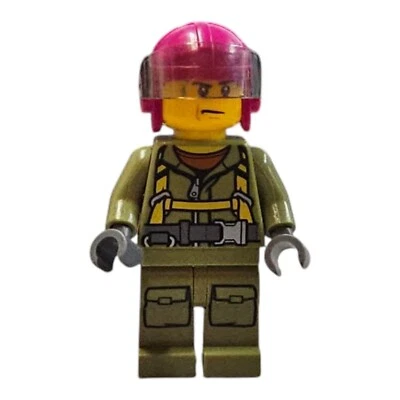LEGO Male Volcano Explorer Minifigure Magenta Aviator Jet Headgear Helmet - Image 1 of 4