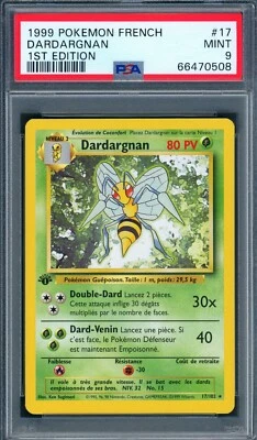 PSA 9 Dardargnan - 1999 French Pokemon Base Set 1st Edition 17/102 - Beedrill - Image 1 of 2