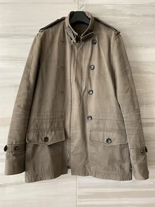 Reiss Jacket Mens L Brown Full Zip Chore Utility Barn Canvas Field Military - Picture 1 of 22
