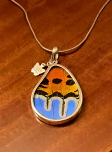 Sterling Silver Real Butterfly Wings Pendant With 20” Sterling Silver Necklace - Picture 1 of 4