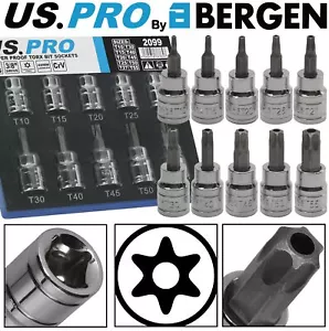 US PRO TAMPER PROOF TORX BIT Socket Set 3/8" Security Torx Star Sockets T10-T55 - Picture 1 of 8