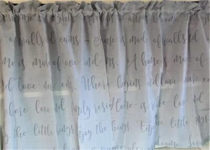 FAMILY DREAMS Cafe Curtain Tiers 56" x 24" Quotes on Home & Friends NO VALANCE - Picture 1 of 4
