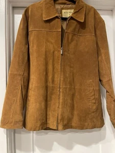 Boston Harbour Outdoor Wear Men’s Soft Brown Suede Leather Jacket Size Large - Picture 1 of 10