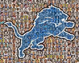 Detroit Lions Mosaic Wall Art 150+ Past & Present Players Football Art Fan Gift - Picture 1 of 12