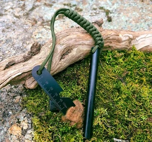 HUGE 5 x 1/2" FERRO ROD Fire Starter Survival Striker Flint + Emergency Paracord - Picture 1 of 14