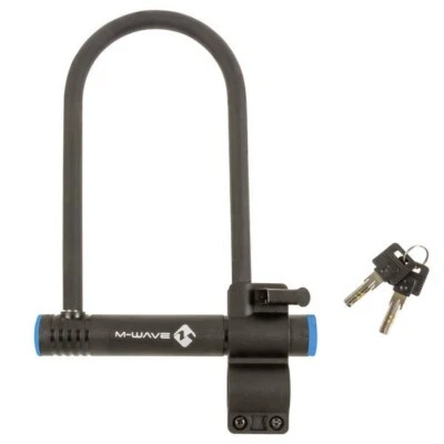 M-Wave U-Lock Bicycle Lock 14 mm Thick Shackle 105 x 205 mm Dims, Black - Image 1 of 2