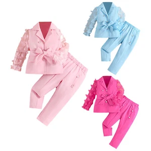 Kids Girls Pants Set Fashion Trends Coat Set Sophisticated Trendy Refined Lapel - Picture 1 of 42