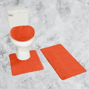#6 SOLID 3PC BATHROOM SET SOFT COMFORT BATH RUGS ANTI SLIP SOLID COLOR DECOR  - Picture 1 of 27