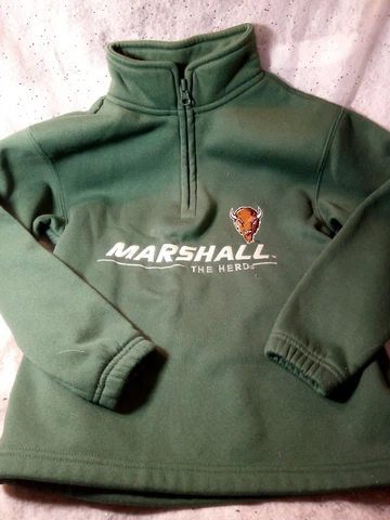 Marshall Thundering Herd Polyester Half Zip Pullover Shirt Boys Size 4/5 Green Cover