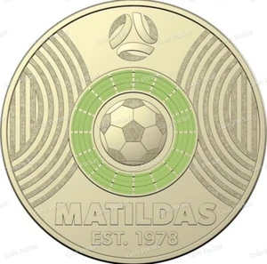 Moneda de 2 dólares de fútbol americano Matildas verde claro 2023 FIFA Australia CIRC - Imagen 1 de 12