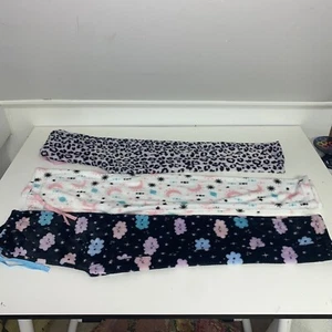 Lot Of 3 Unbranded Fleece 100% Cotton Sweatpants Girls Pjs Size Small - Picture 1 of 11