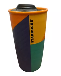 Starbucks Color Block Raised Textured Tumbler with Black Lid Orange Blue Teal - Picture 1 of 15