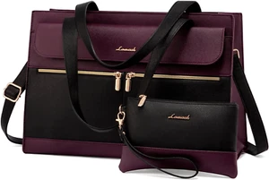 LOVEVOOK Sacoche Ordinateur Portable pour Femme 15,6 Pouces Fourre-Tout Travail Professionnel Cuir Ordinateur - Photo 1/12