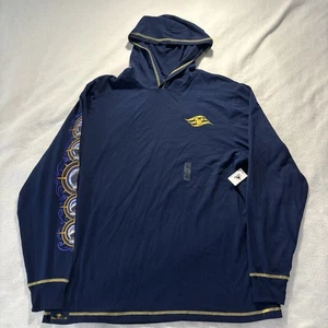 New Disney Cruise Line Hoodie Men's L Navy Yellow Shirt Ships Logo Sleeve NWT - Foto 1 di 11