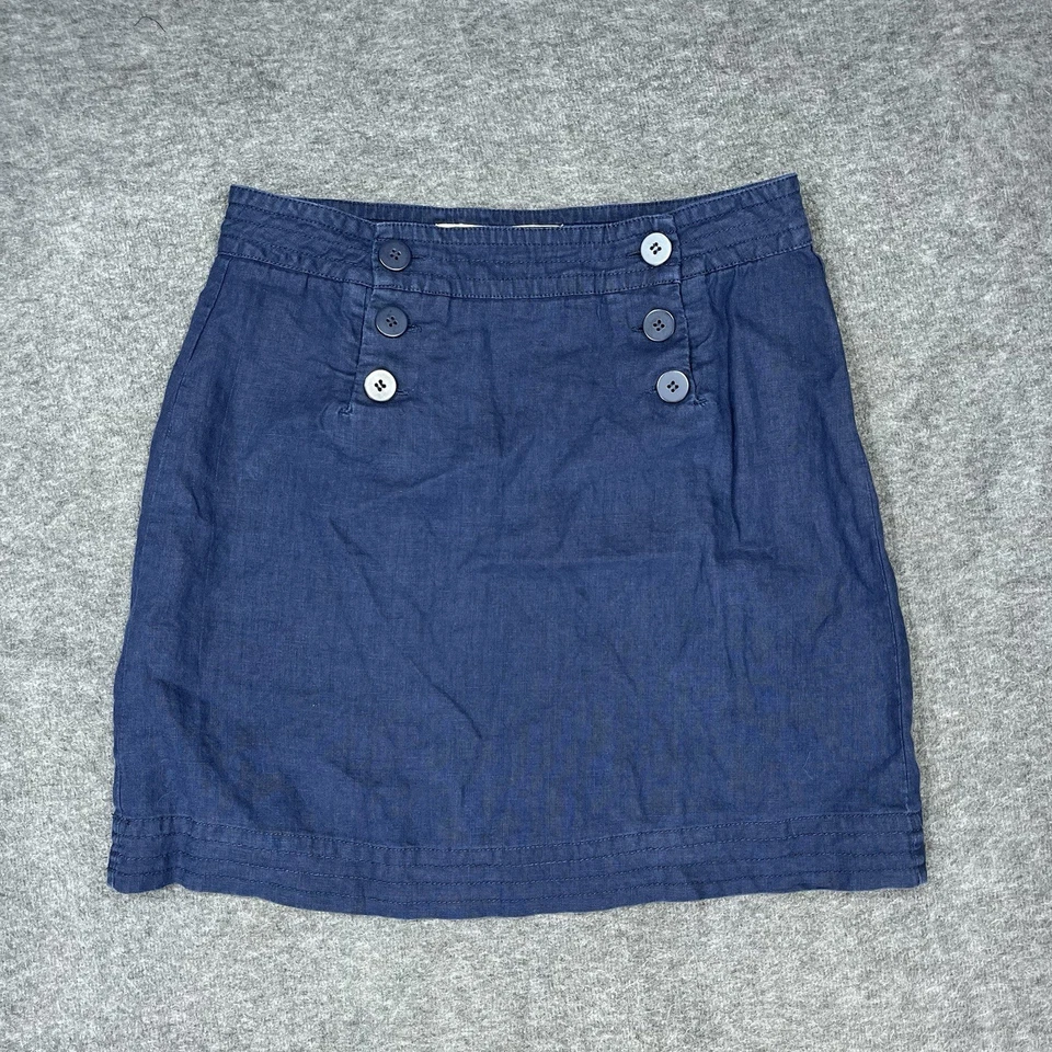 Minifalda Max Studio de lino para mujer 4 azul marino con botones delanteros marinero preppy Foto 1 de 4