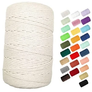 3mm 220 Yards Macrame Cord, 200m Cotton Rope Twine String,100% Beige Yellow - Picture 1 of 8