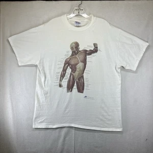 T-shirt bianca Kurt Cobain Nirvana vintage anni 90 Human Anatomy Muscle 1997 taglia large - Foto 1 di 16
