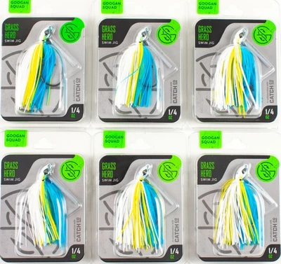 (LOTE DE 6) PLANTILLA DE NATACIÓN GOOGAN SQUAD HIERBA HERO 4/0 1/4 OZ SEXY SHAD J5375 Foto 1 de 2