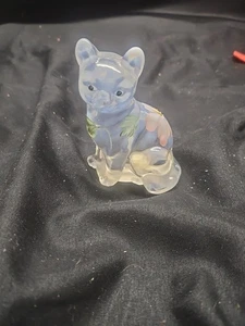 Fenton opalisierende handbemalte sitzende Katze Blumen signiert - Bild 1 von 5
