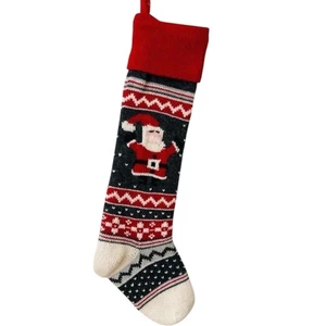 NEW Pottery Barn Kids Knit Natural Fair Isle Santa Christmas Stocking 11x 27" C - Bild 1 von 4