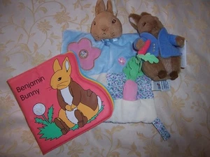 LOT PETER RABBIT RATTLE COMFORTER BLANKIE SOFT PLASTIC BOOK Benjamin Bunny - Picture 1 of 1