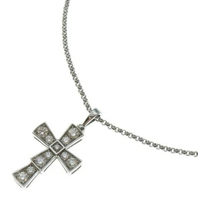 Pingente de colar de corrente Bvlgari Serpenti pequena cruz diamante Au750WG branco usado - Imagem 1 de 4