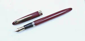 Sheaffer Admiral Snorkel Fountain Pen. Red/GPT. Fine 14k nib. 1950s. VGWC. - Picture 1 of 8