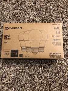 EcoSmart 60W Dimmable LED Light Bulb Pack of 4 - Soft White - Picture 1 of 8