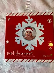 TINY IDEAS- BABY'S FIRST CHRISTMAS SNOWFLAKE BEJEWELED BLUE ORNAMENT FRAME - Picture 1 of 1