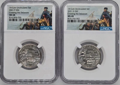 2021 P&D Washington Crossing the Delaware Quarter 25c NGC MS68 - Image 1 of 2