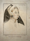 THE LADY ELIOT Portrait GRAVURE Gauthier HANS HOLBEIN Majestys Collection XIX°