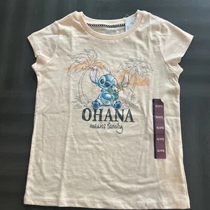 Disney’s Lilo & Stitch Girls T-shirt Size XL (14) Light Peach Tan Ohana Family - Picture 1 of 4